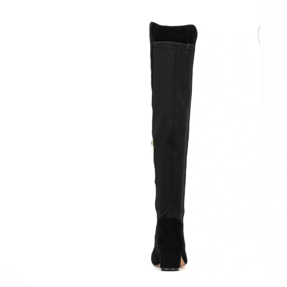 NEW YORK & COMPANY FLORENCE ALMOND TOE FAUX SUEDE OVER THE KNEE BOOTS SIZE 9